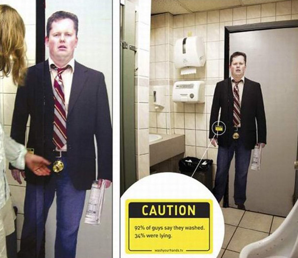 Men's Bathroom Door Hygiene Sign